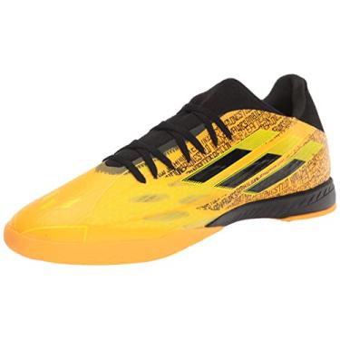 Imagem de adidas Botas de futebol unissex adulto X Speedflow Messi.3 para ambientes internos, Ouro solar/Núcleo preto/amarelo brilhante, 9.5