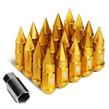 Imagem de J2 Engineering LN-T7-022-15-GD 7075 alumínio dourado M12X1,5 20 peças G: porca pontiaguda de 80 mm com adaptador