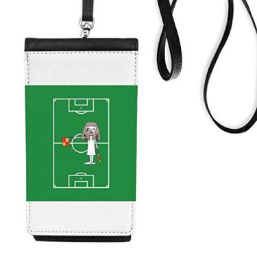Imagem de Handball Árbitro Indica Bandeira Desenho Mamãe Telefone Carteira Pendurada Bolso Preto