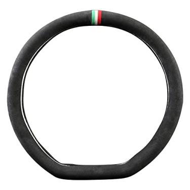 Imagem de Alfanxi Capa de volante de material universal Alcantara compatível com BMW Benz, Ford, Chevrolet Ram, Toyota, a maioria dos modelos de carros (3Stripe-D, tipo D)