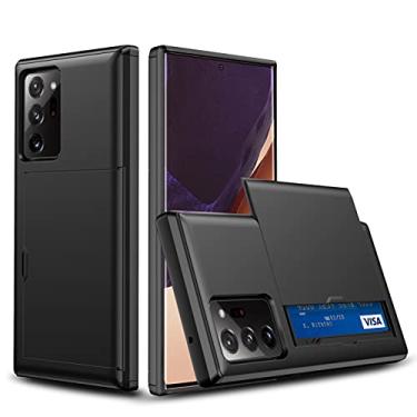Imagem de Capa para cartão Samsung Galaxy Note 20 Ultra 6.9 polegadas personalizada, com slot para cartão oculto anti-queda e design resistente a arranhões, capa de telefone durável (preto)