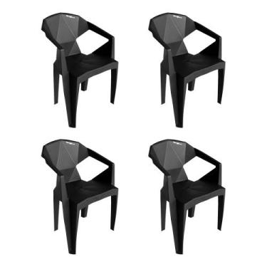 Imagem de Kit 4 Cadeiras New Alegra 3D Preta - Mahara