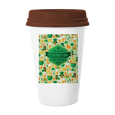 Imagem de Caneca de cerâmica Clover Beer Rainbow Ireland St. Patrick's Day Caneca café bebendo vidro cerâmica copo