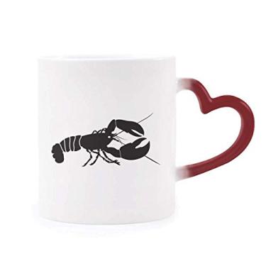 Imagem de Caneca Camarão Vida Marinha Ilustração Preta Sensível ao Calor Caneca Vermelha Mudança de Cor