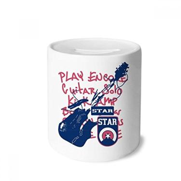 Imagem de DIYthinker Caixa de moedas de cerâmica com estampa de rabiscos para instrumento de música de violão, presente de cofrinho