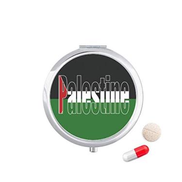Imagem de Porta-comprimidos com nome da bandeira do país da Palestina, caixa de armazenamento de remédios