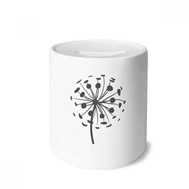 Imagem de DIYthinker Caixa de moedas de cerâmica com contornos de dente-de-leão para dinheiro, presente de cofrinho