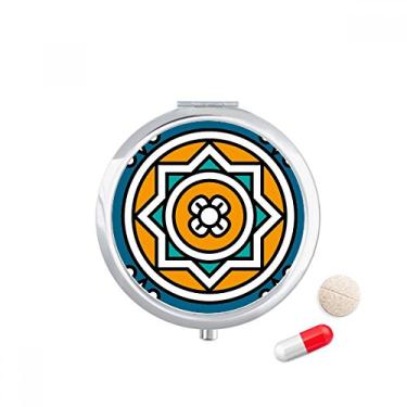 Imagem de Caixa de comprimidos abstrata estilo marroquino padrão geométrico bolso caixa de armazenamento de medicamentos dispensador de recipiente