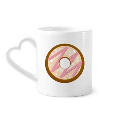 Imagem de Caneca rosa rosquinha sobremesa doce café cerâmica copo de coração de vidro