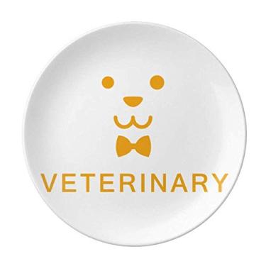 Imagem de Lindo prato de veterinário com cara sorridente de cachorro de porcelana decorativa salver louça de jantar