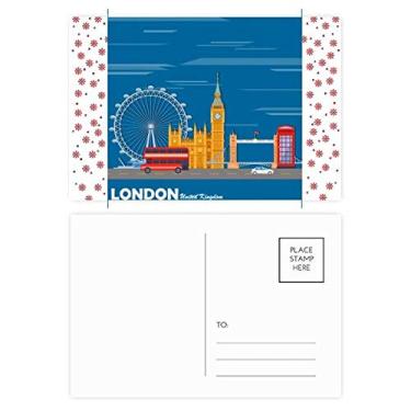 Imagem de London Eye Double Decker Buses Graffiti Natal Flor Celebração Cartão Postal Bênção Cartão Postal