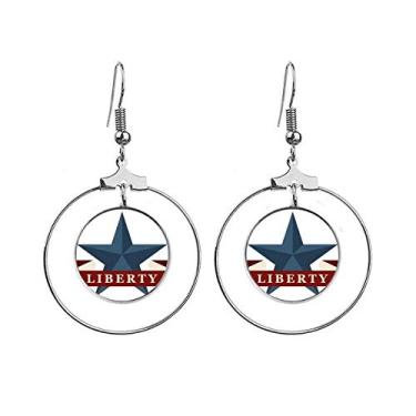 Imagem de Pentagrama Liberty Slogan America Country City Brincos pendentes Joias Círculo Gota