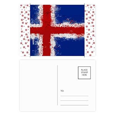 Imagem de Cartão postal com estampa de bandeira abstrata da Islândia, Natal, celebração, cartão postal de bênção