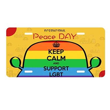Imagem de DIYthinker Placa de licença Gay LGBT Transgênero Bissexuais Bandeira Gay Lésbica Decoração de carro Dia da Paz