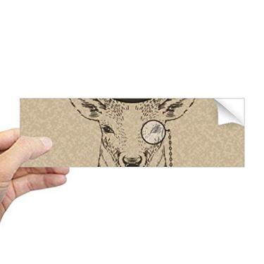 Imagem de DIYthinker Estilo britânico delicado barba, cervo, laço, animal, retangular, para-choque, adesivo, notebook, janela decalque