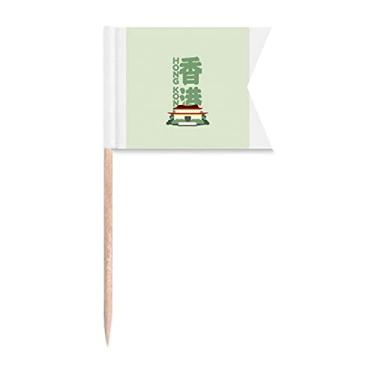 Imagem de Sinalizadores de palitos representativos da Temple Hong Kong Architecture para placa de queijo para bolo de festa