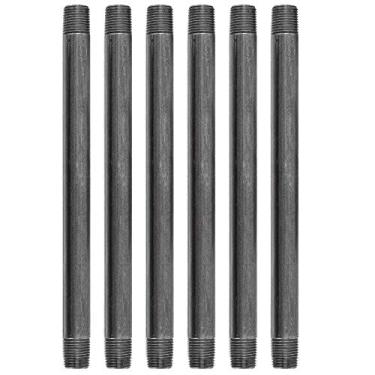 Imagem de PIPE DÉCOR bocal de tubo de ferro fundido maleável, conectores pré-cortados, cinza de aço industrial, serve para bicos e acessórios de rosca padrão de meia polegada, estrutura de mobília vintage, pacote com 6