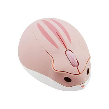 Imagem de Mouse sem fio de 2,4 GHz, formato de hamster, menos ruído, portátil, óptico, portátil, 1200 dPI, mouse sem fio, para PC, laptop, MacBook, crianças, menina (rosa)