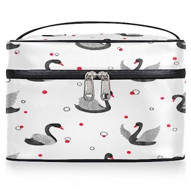 Imagem de Black Swans Bolsa Cosmética Feminina Grande Bolsa de Maquiagem de Viagem Animal Pássaros Bolsa de Maquiagem Portátil Bolsa de Maquiagem Caixa com Zíper Bolsa de Higiene Pessoal, Conforme