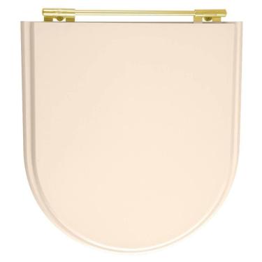 Imagem de Assento Sanitario Poliester Calypso Pessego Rosa Shell Para Vaso Incepa Com Ferragem Dourada