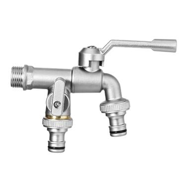 Imagem de ＫＬＫＣＭＳ Torneira de jardim ao ar livre, torneira externa para máquina de lavar, torneira de água montada na parede para banheiro, Cinza 0,75 pol.