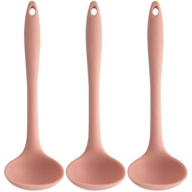 Imagem de Kit 3 Conchas de Silicone Utensílio Cozinha Talher Sopa Feijão OU Rosa Quartzo