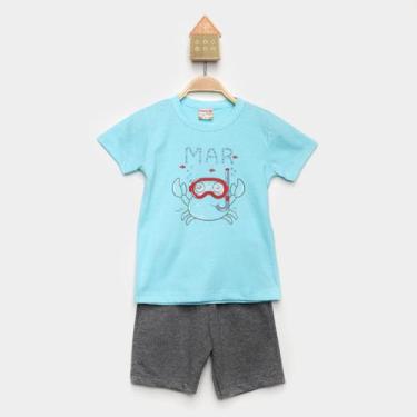 Imagem de Conjunto Curto Bebê Brandili Mar Camiseta + Bermuda Menino