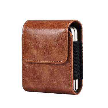 Imagem de Estojo de cinto de couro masculino  saco de cintura para Oppo Find N3  N2 Flip Motorola Moto Razr 40