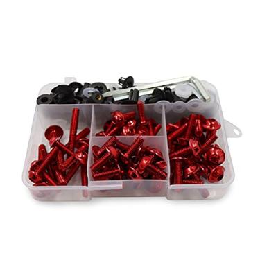 Imagem de Porca de roda 195 peças/conjunto universal para motocicleta CNC kits de parafusos de carenagem completos parafusos de carroceria para tampas de porca de roda de bicicleta de sujeira (cor: vermelho)