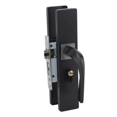 Imagem de Maçanetas de Porta Pretas Com Conjunto de Fechadura de Sala Sólida Conjunto de Fechadura de Quarto Alça de Madeira, Liga de Alumínio Conjunto de Fechadura de Quarto Fechaduras de