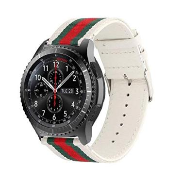 Imagem de Pulseira de Couro e Nylon para Samsung Gear S3 Frontier - Gear S3 Classic - Galaxy Watch 46mm - Branco - Marca Ltimports