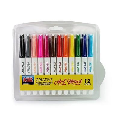Imagem de Canetinha Pincel Marcador Permanente desenho artistico Criative Art Mark 12 Cores Kaz