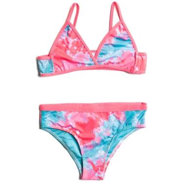 Imagem de Biquíni Infantil Azul Rosa Tie Dye Viés Amarração Criança