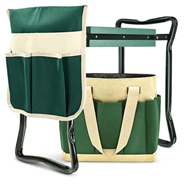 Imagem de Joelheira de jardim e assento resistente, banquetas de jardinagem alargadas e espessadas atualizadas para idosos, design ergonômico de banco de jardinagem dobrável, alívio eficaz da dor no joelho e nas costas, presente para jardineiros