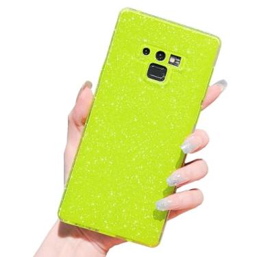 Imagem de MINSCOSE Capa compatível com Samsung Galaxy Note 9, linda capa brilhante com glitter fino à prova de choque TPU brilhante para mulheres e meninas para Galaxy Note 9 de 6,4 polegadas - verde neon