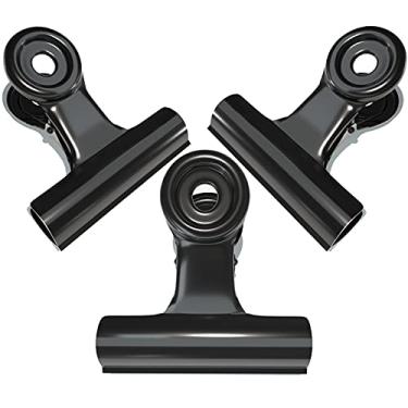 Imagem de Grwanpen Pacote com 28 clipes de papel para fichário de buldogue preto/grampos de arquivo de dobradiça de metal para artesanato, sacos de comida, desenhos, fotos em casa, cozinha e escritório, 3 cm de