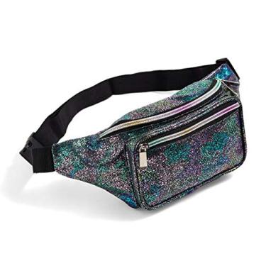 Imagem de Mochila feminina Rianbow preta de ouro cascalho rosa tubarão para festas rave festivais de viagem, Gradient color, One_Size