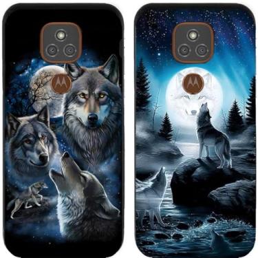 Imagem de Capa para celular Motorola (Moto E7 Plus) 2 peças com estampa do grupo Moon Wolf Group TPU