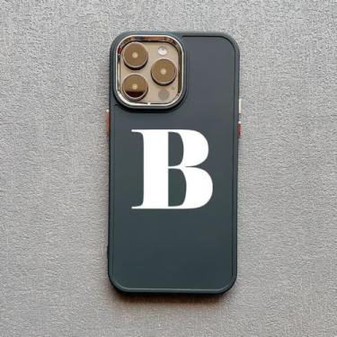 Imagem de Inicial 26 letras az moda capa de telefone para iphone 14 15 13 12 11 pro max x xs xr 7 8 plus se20 branco negrito capa macia, b, para iphone xr