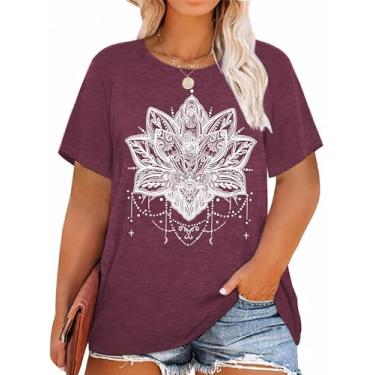 Imagem de Camisetas femininas de girassol plus size com estampa de flores, camisetas inspiradoras de verão, Roxo 3, GG Plus Size
