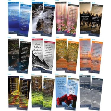 Imagem de Cartões bíblicos | Versículos de memória das escrituras populares | Pacote com 60 marcadores cristãos | Ótimo presente para construir fé, encorajar e compartilhar o evangelho | 12 cores escolhidas à mão, 5 de cada modelo | 3 sortidos