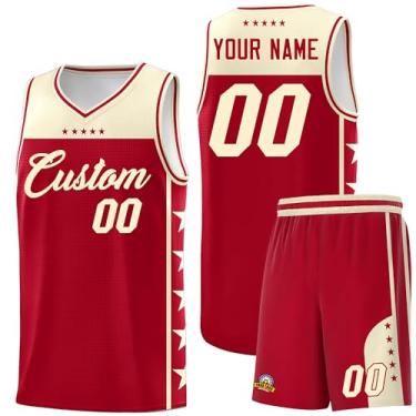 Imagem de Camiseta esportiva personalizada com uniforme de basquete personalizada estampada qualquer número de nome sem mangas para homens jovens, Vermelho creme, One Size