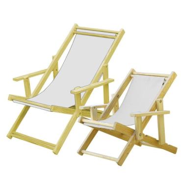 Imagem de Kit 2 Espreguiçadeiras Adulto E Infantil-branco