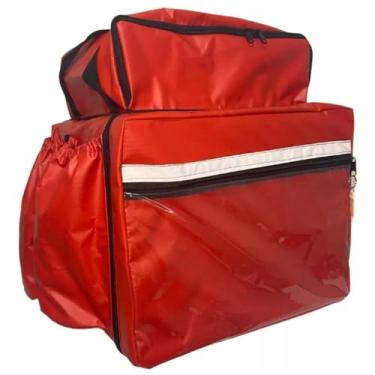 Imagem de Mochila Bag Completa para Motoboy Delivery Impermeável com ISOPOR 45L - Vermelho