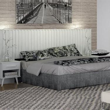 Imagem de Cabeceira Casal Milano Ripado com 2 Mesa de cabeceira Branco