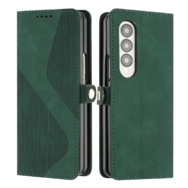 Imagem de Capa para samsung galaxy z fold 4 carteira de couro ímã para galaxy z fold3 fold6 fold 5 2 capa, verde, sxqc, para samsung z fold 4
