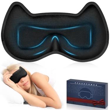 Imagem de Máscara de dormir para mulheres e homens, 100% blackout 3D contornado com bojo máscara de dormir com alça ajustável, venda de espuma viscoelástica respirável macia, sem pressão ocular, cobertura