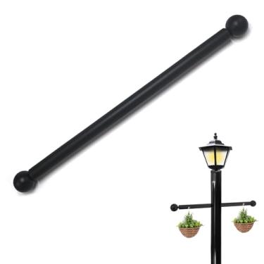 Imagem de Escada de braço transversal de aço com botões removíveis, substituição de braço transversal de 40,6 cm para postes de lâmpada ao ar livre, preto