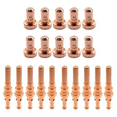 Imagem de TIANLYLIN 10 peças 9-8208 bocal de plasma 10 peças 9-8215 ajuste eletrodo de plasma Thermal Dynamics SL60/SL100 consumíveis de tocha de corte