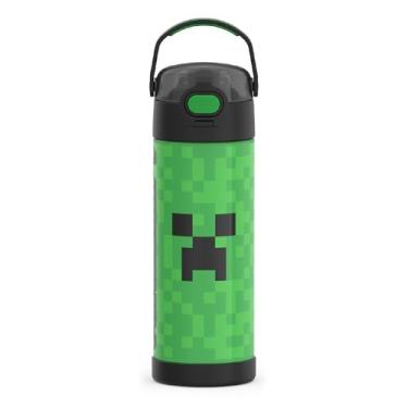 Imagem de THERMOS Garrafa isolada a vácuo de aço inoxidável Funtainer de 473 ml com tampa de bico largo, Minecraft, Modelo: F41101MIB6